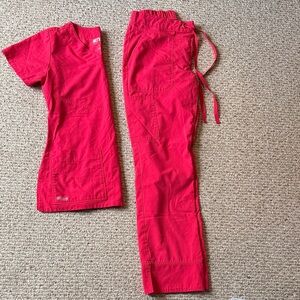 Grey's Anatomy Women's Bright Pink  Short Sleeve Scrub Top and Pants